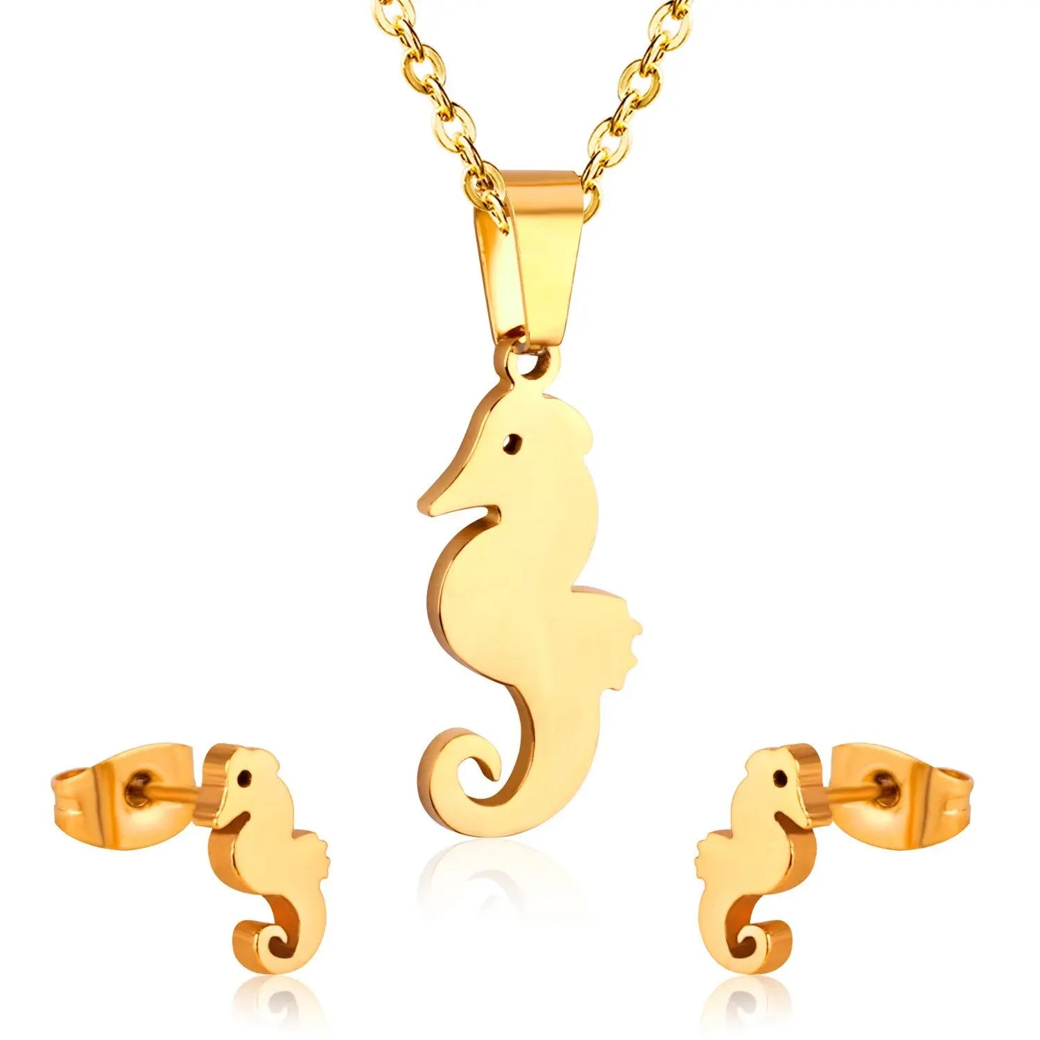 Hippocampus Animal Office Korean Necklaces Earrings Jewelry Sets For Woman Indian Jewellry Set collares para mujer asonjewelry
